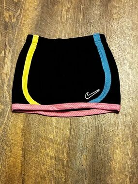 Nike Black Kids' Skort with Pink Hem and Blue-Yellow Side Trim